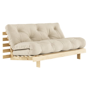 Lit 2 places Karup Lit futon style japonais coloris naturel + lot de 2  chevets naturel 180x200